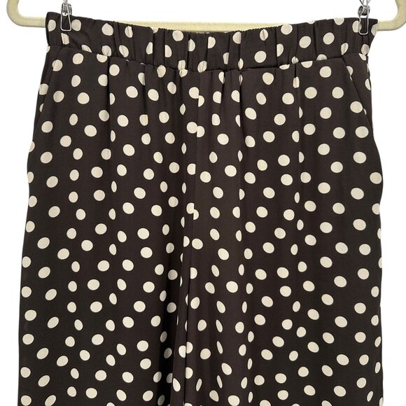 NEW Express Womens XS Pants Wide Leg Super High Rise Polka Dot Brown Lined - Picture 2 of 14